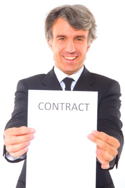 Businessman with contract clipart