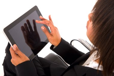 Businesswoman with tablet clipart