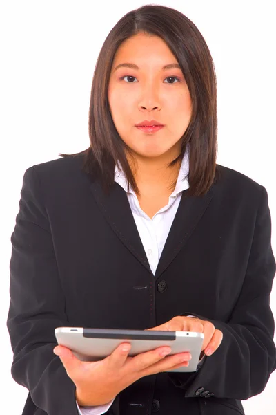 Tablet ile Asya iş kadını — Stok fotoğraf