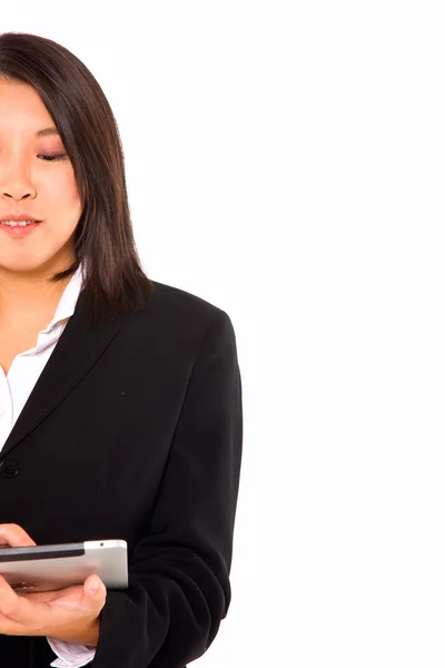 Mulher de negócios asiática com tablet — Fotografia de Stock