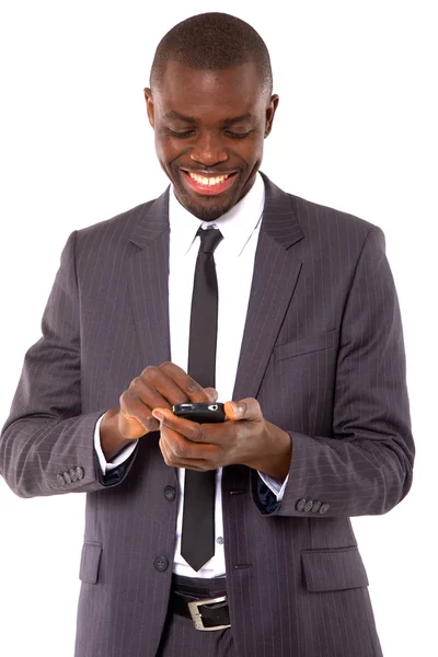Бизнесмен с мобильным телефоном — стоковое фото