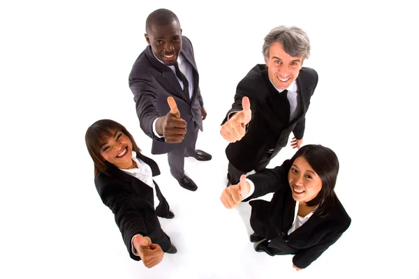 Multi-ethnic team with thumbs up — Stock Photo, Image