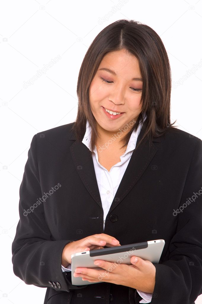 Asian businesswoman with tablet