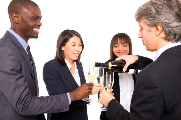 Multi-ethnic team toasting — Stock Photo, Image
