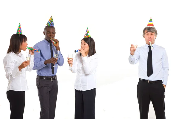 Arbetande team firar — Stockfoto