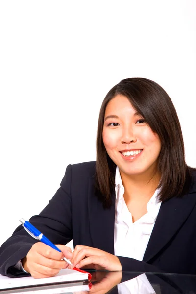 Asiática mujer de negocios escritura — Foto de Stock