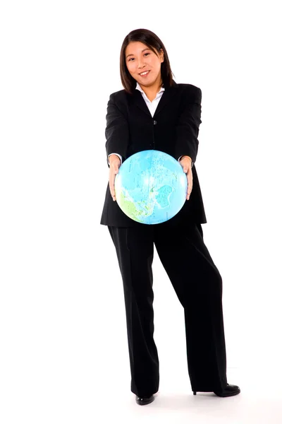 Asiática mujer de negocios con globo — Foto de Stock