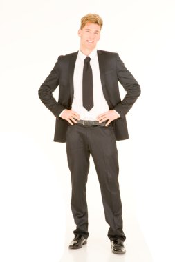 Businessman with hands on hips clipart