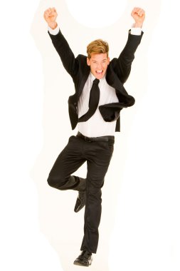 Businessman rejoices clipart