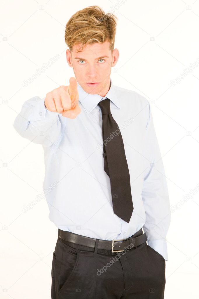 Businessman pointing his index