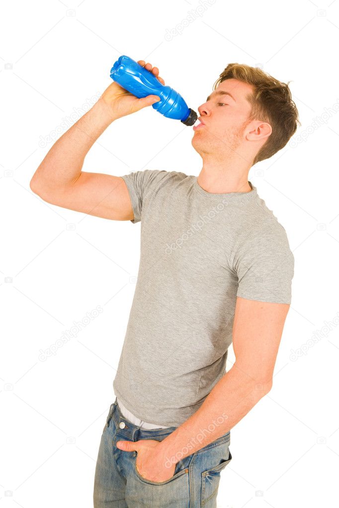 Young man drinking energy drink