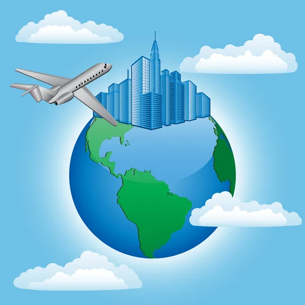 stock vector Background with plane and earth