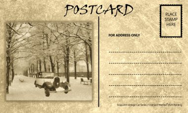 Vintage boş boş araba motoru kartpostal şablonu