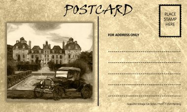 Vintage boş boş araba motoru kartpostal şablonu