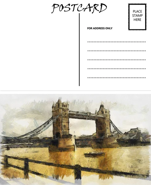 Plantilla postal vacía en blanco London Bridge Image — Foto de Stock