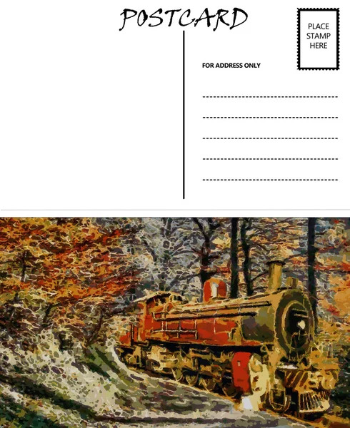 Imagem vazia do trem a vapor do modelo de cartão postal em branco — Fotografia de Stock