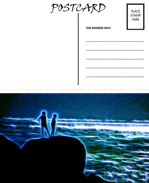 空空白明信片模板海夫妇形象 — 图库照片