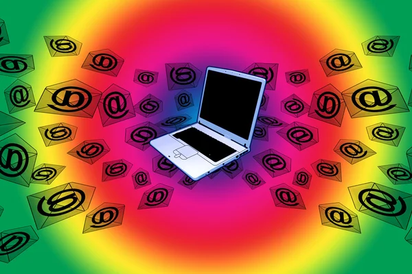 3D e-laptop rainbow — Stockfoto