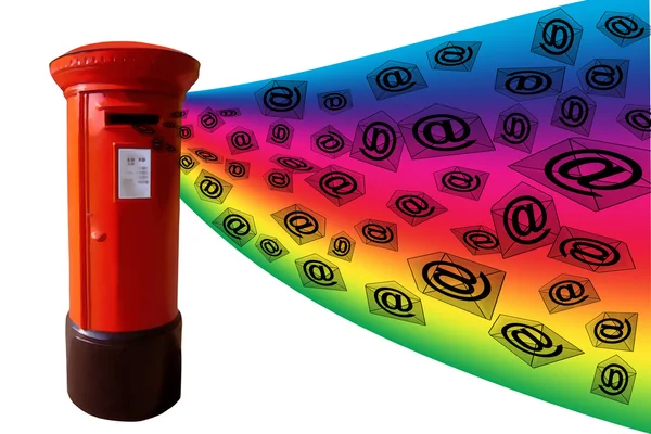 3D rainbow e-posta posta kutusu — Stok fotoğraf