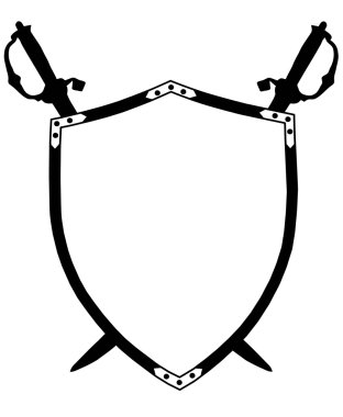 Isolated 16th Century War Shield with Crossed Swords clipart