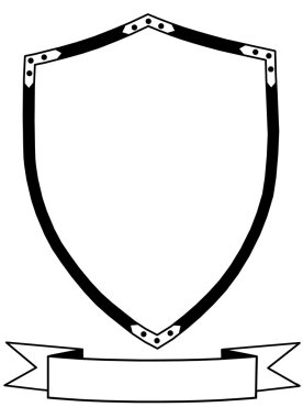 Isolated 16th Century War Shield with Banner clipart