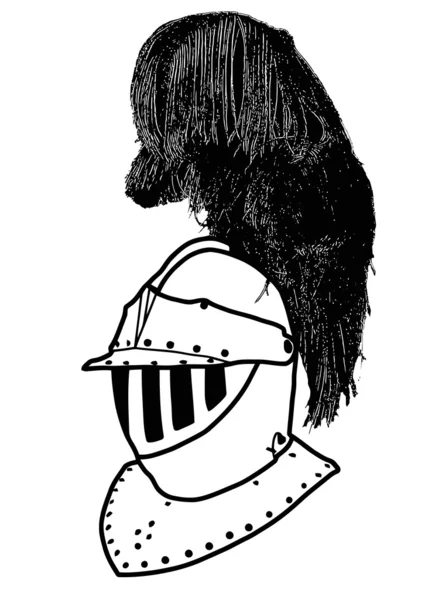 Casco de guerra aislado de cara completa del siglo XVI con plumaje — Vector de stock