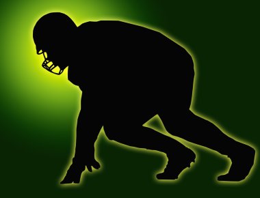 Green Glow Silhouette American Football Player Scrimmage clipart