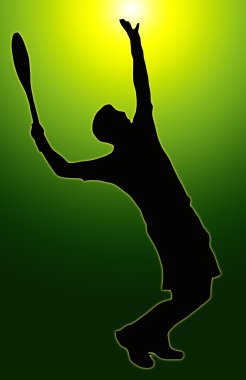 Green Glow Sport Silhouette - Tennis Player Serving clipart