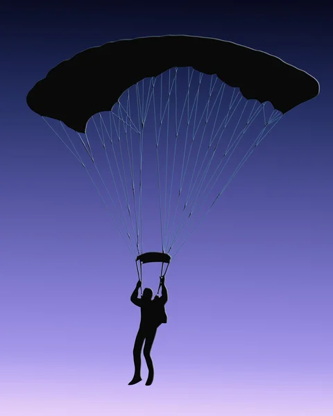 Blue Back Sky Diver с парашютом — стоковое фото