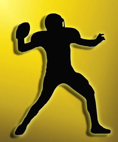 Gouden terug silhouet Amerikaans voetbal quarterback gooien — Stockfoto
