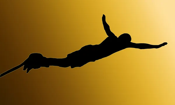 Gouden terug mannelijke bungee jumper — Stockfoto