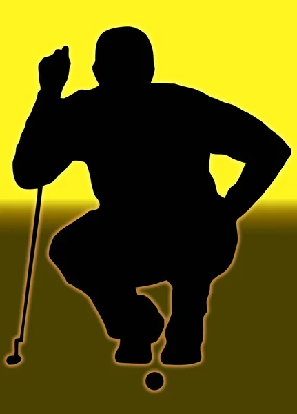 Goldener Rücken Sport Silhouette Golfer Größe in Aufmachung — Stockfoto