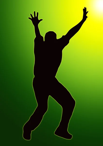 Zöld arany hátsó sport silhouette - Dobó vonzó — Stock Fotó