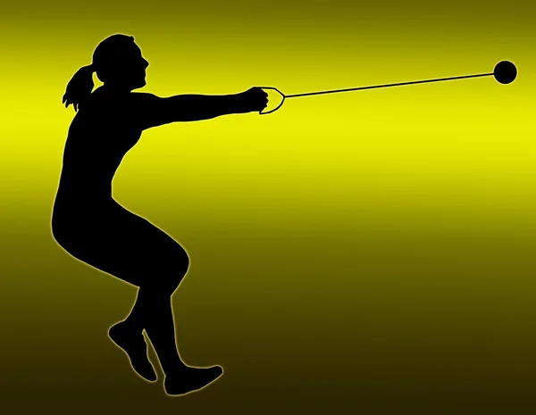 Green Gold Back Ladies Hammer Thrower — Stock Photo, Image