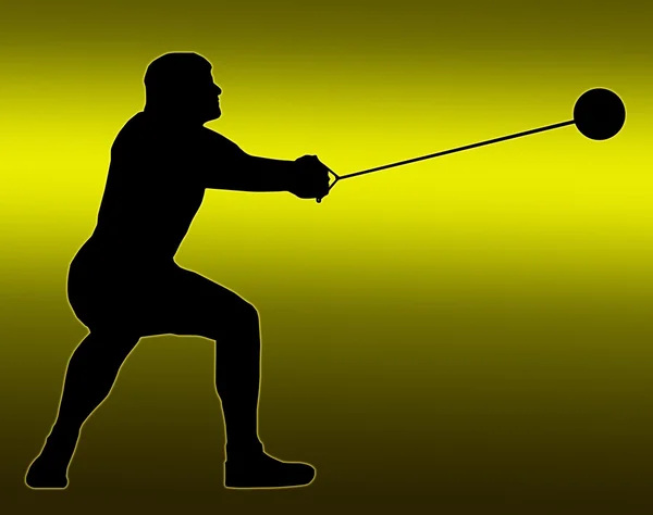 Green Gold Back Male Hammer Thrower — Stock Photo, Image