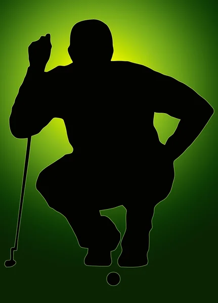 Green Back Sport Silhouette Golfer Sizing put up — Stock Photo, Image