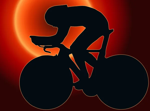 일몰 뒤 스포츠 실루엣-자전거 경주 — 스톡 사진