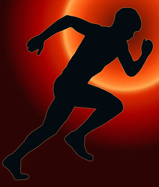 Naplemente hátsó sport silhouette - férfi sprint sportoló — Stock Fotó