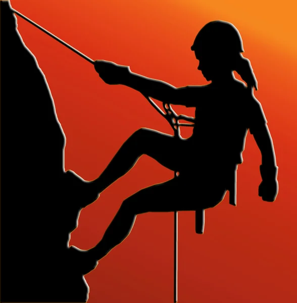 stock image Sunset Back Abseiling Lady