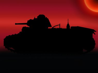 WW2 Sunset Tank Silhouette clipart