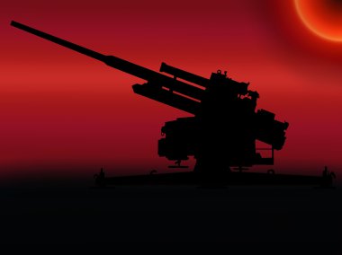 WW2 Sunset Anti Aircraft Gun clipart