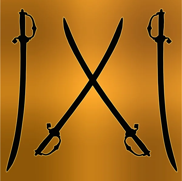 ゴールデン クロス ソード シルエットの紋章 — ストック写真