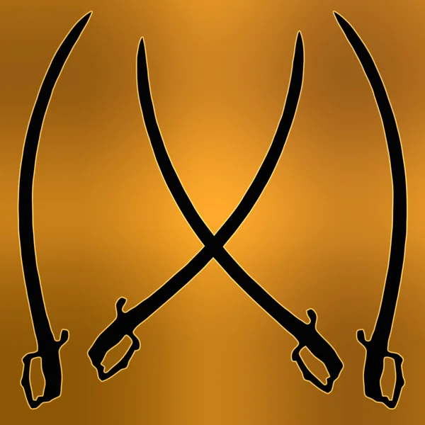 Coat of Arms Golden Cross Sword Silhouette — Stock Photo, Image