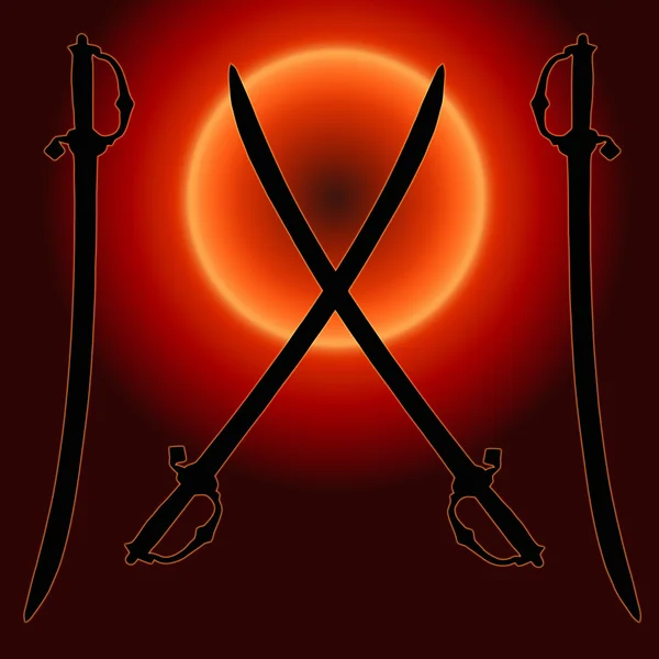 Coat of Arms Sunset Sword Silhouette — Stock Photo, Image