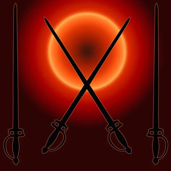 Brasão de armas da silhueta da espada do por do sol — Fotografia de Stock