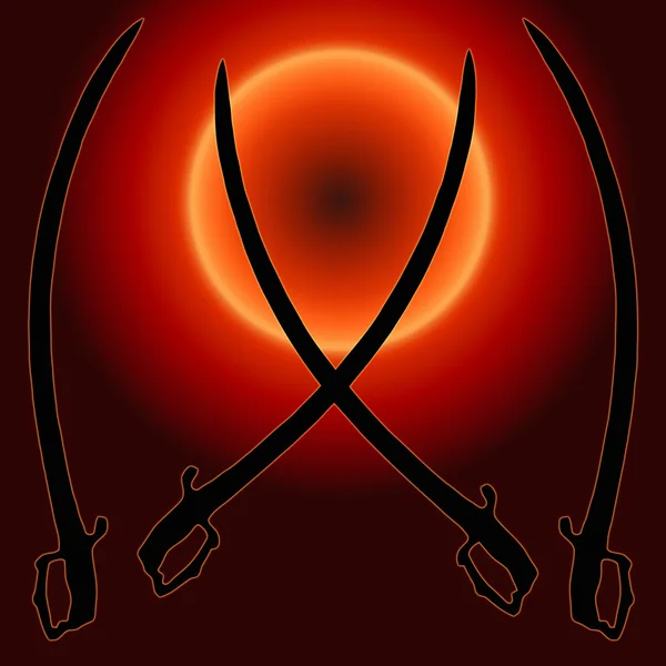 Coat of Arms Sunset Sword Silhouette — Stock Photo, Image