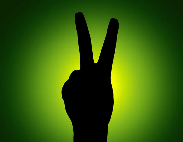 Silhouette Stück Hand auf grünem Hintergrund — Stockfoto