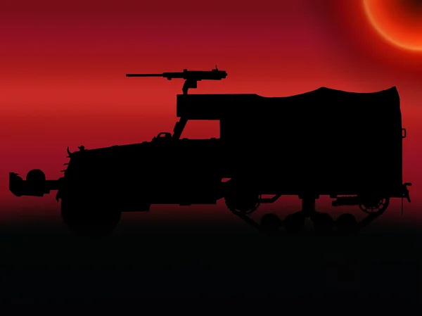 WW2 solnedgång halvbandvagn pansarbil — Stockfoto