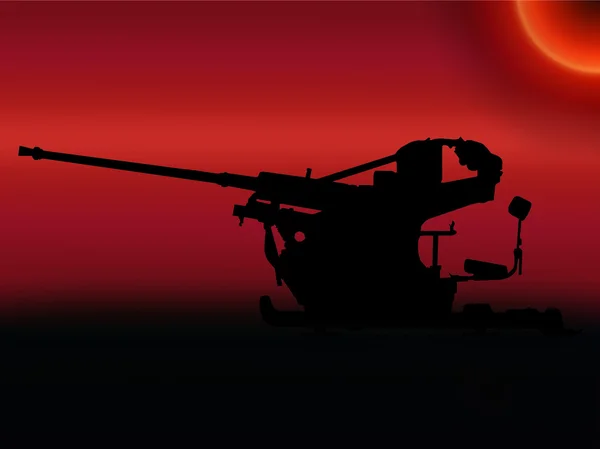 WW2 zonsondergang anti-vliegtuigen pistool — Stockfoto