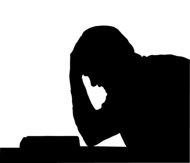 Silhouette of Frustrated Student clipart